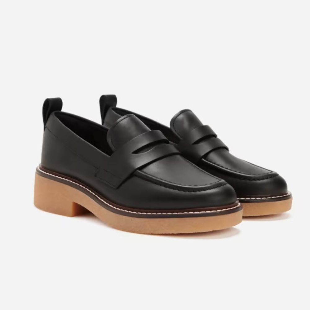 Everlane The Gum Sole Penny Loafer in Black Womens Platform Shoes Size 7.5